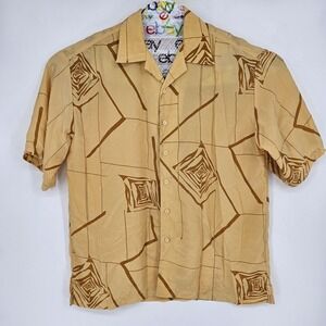 Vintage Mench Platinum Shirt Mens XXL Button Short Sleeve Geometric Polyester